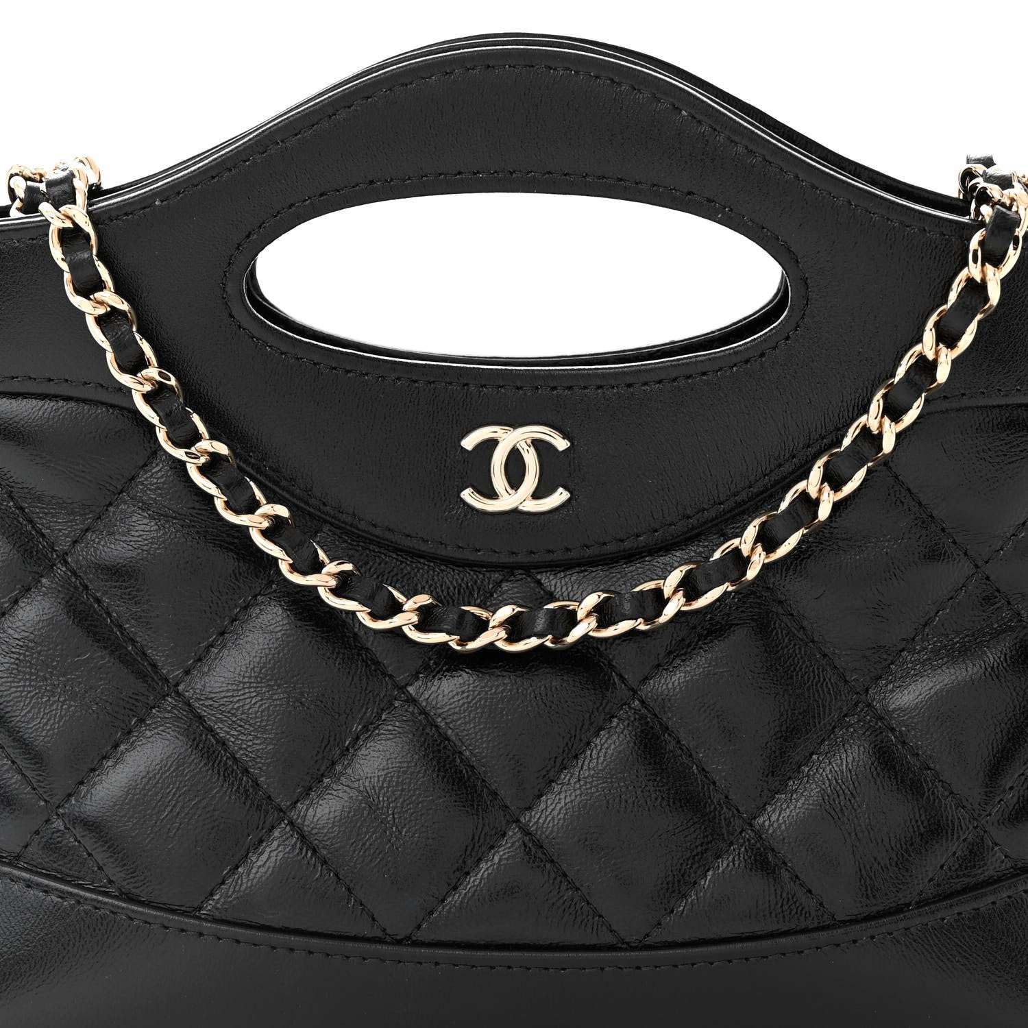 Chanel Shiny Crumpled Calfskin Quilted Nano 31 Shopping Bag Black 8 of 11