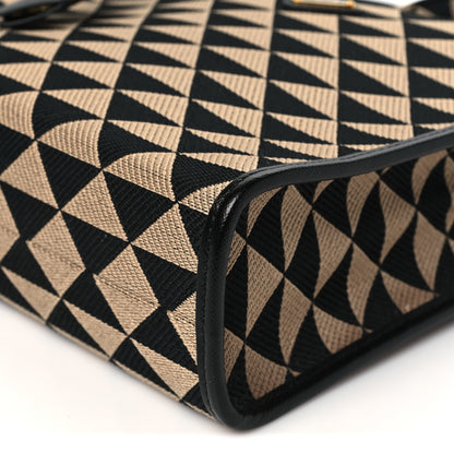 Prada Jacquard Saffiano Triangolo Symbole Embroidered Small Tote Black Corda 9 of 10