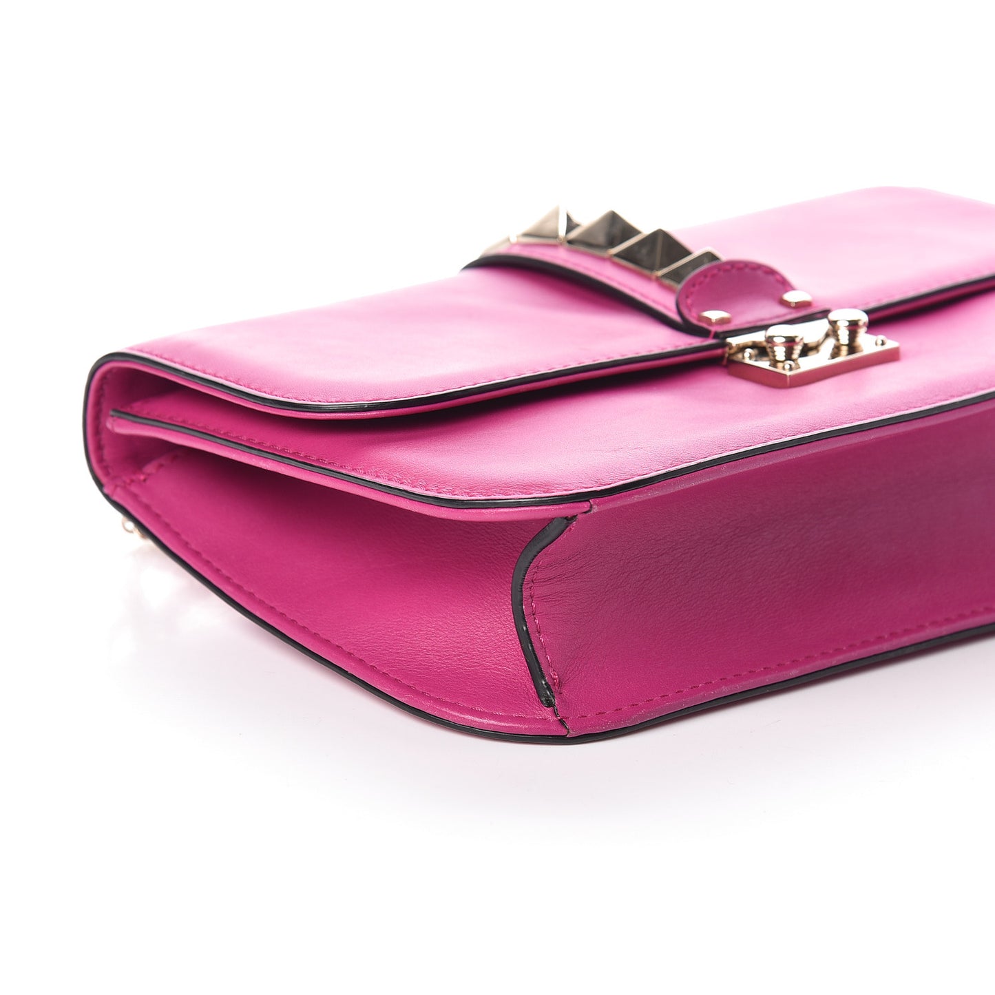 Vitello Medium Glam Lock Rockstud Flap Fuxia