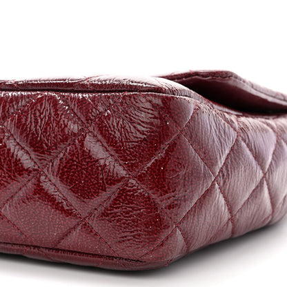 Chanel Crinkled Patent Quilted Jumbo Single Flap Burgundy 11 of 13