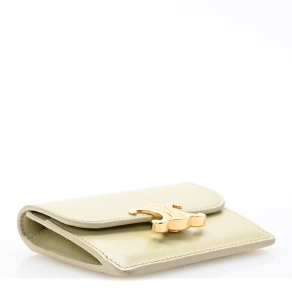 Celine Shiny Calfskin Triomphe Flap Card Holder Almond Green Almond Green 4 of 12