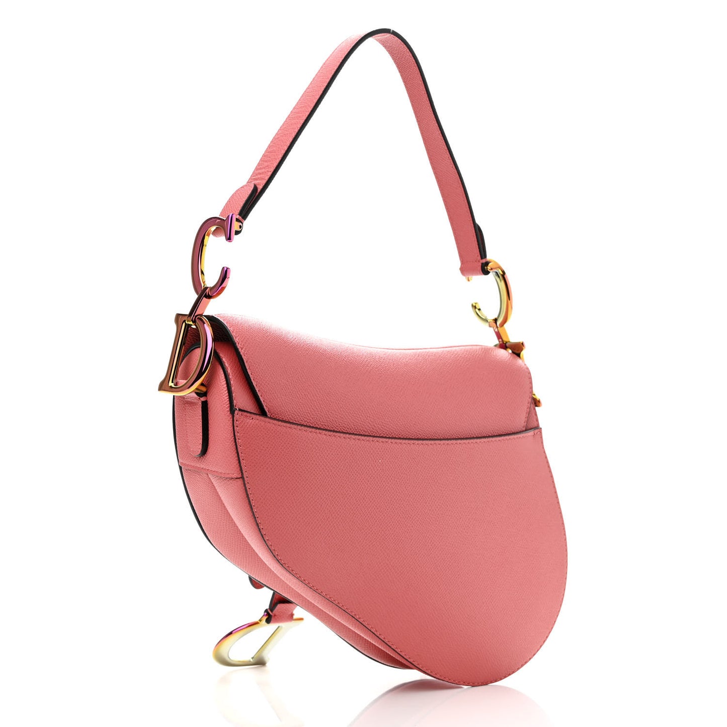 Grained Calfskin Saddle Bag Pink