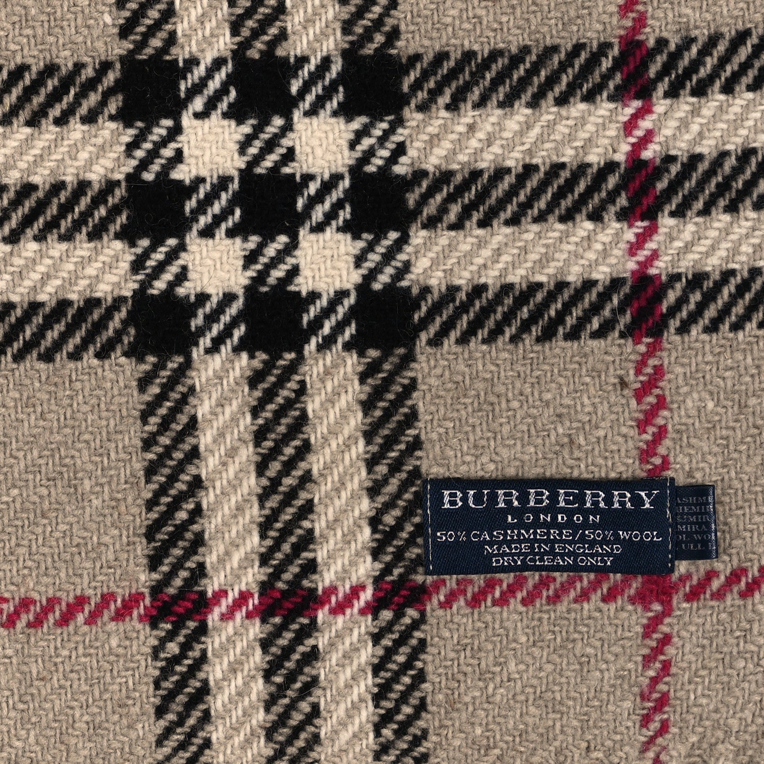 Burberry Cashmere Merino Wool Nova Check Fringe Scarf Camel 3 of 3