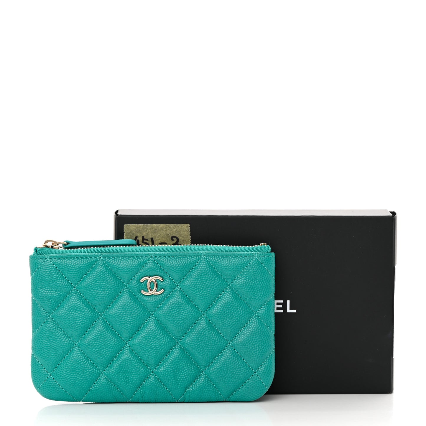 Caviar Quilted Small Cosmetic Case Turquoise
