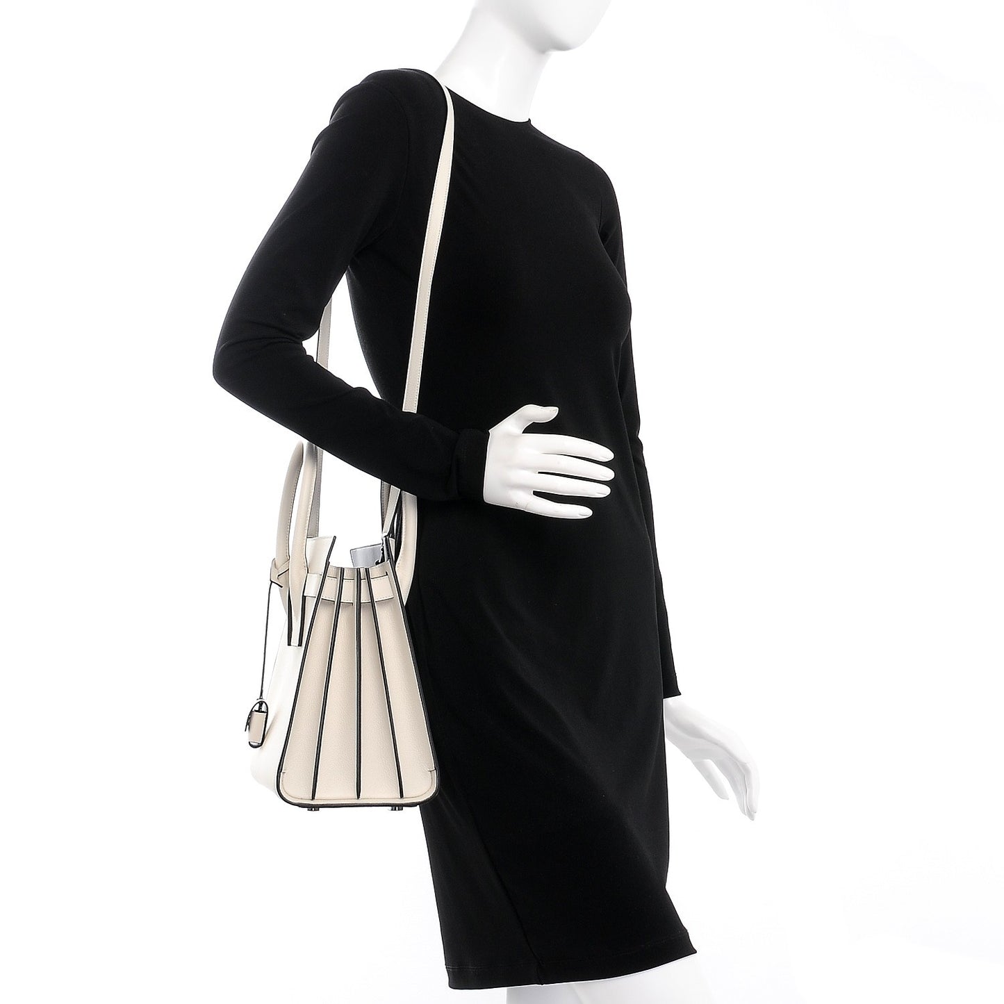 Grained Calfskin Small Sac De Jour Dove White Black