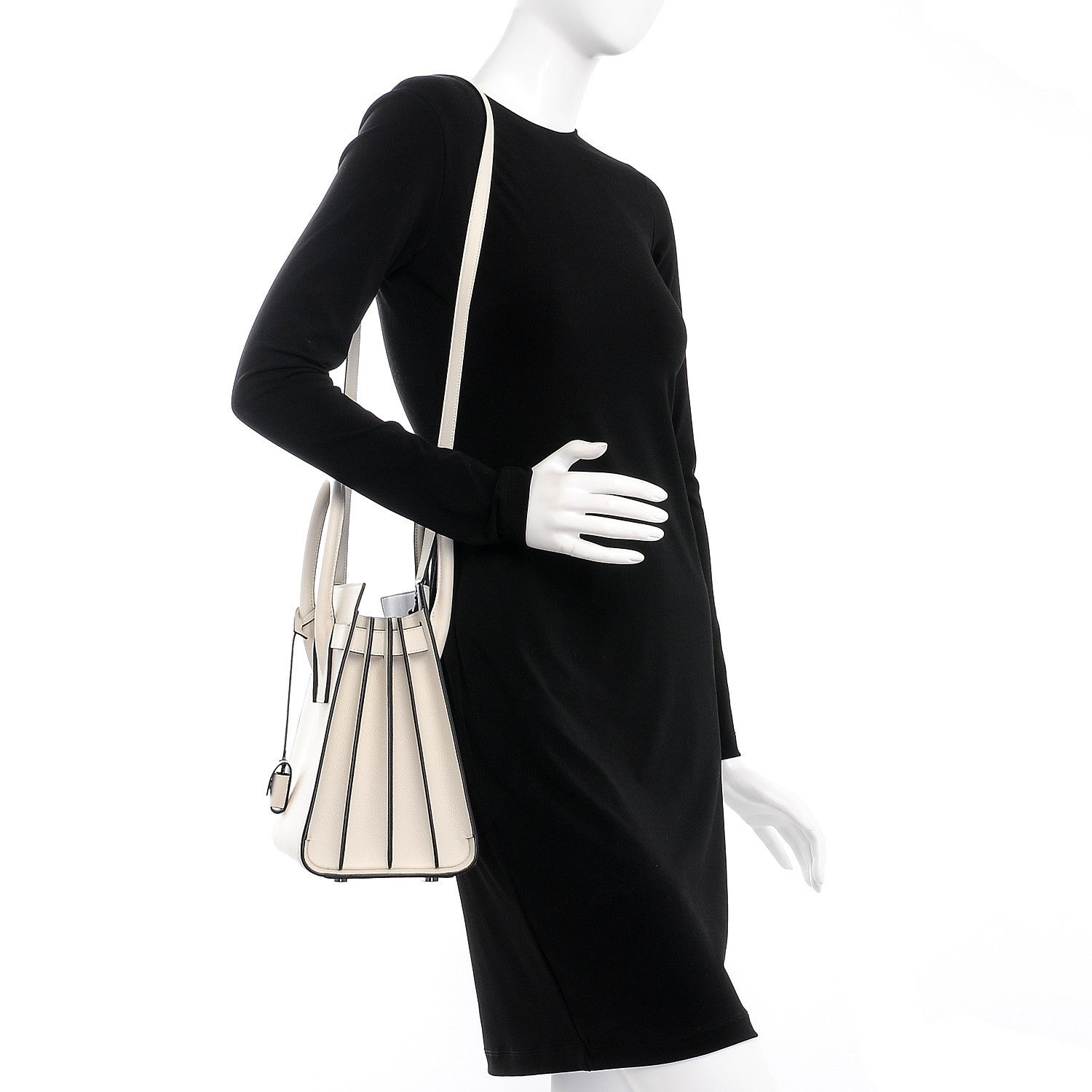 Saint Laurent Grained Calfskin Small Sac De Jour Dove White Black 2 of 9