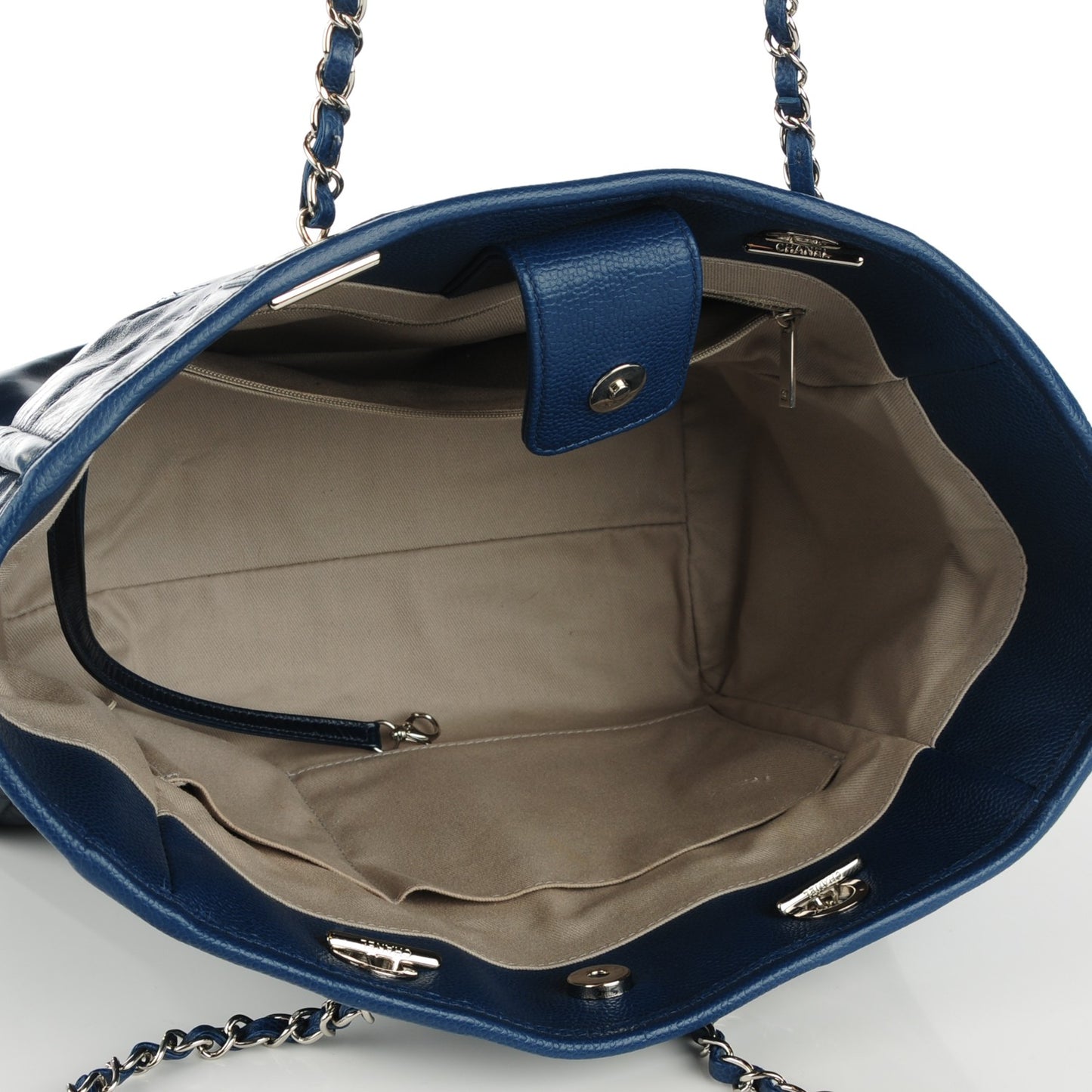 Calfskin Small Deauville Tote Navy