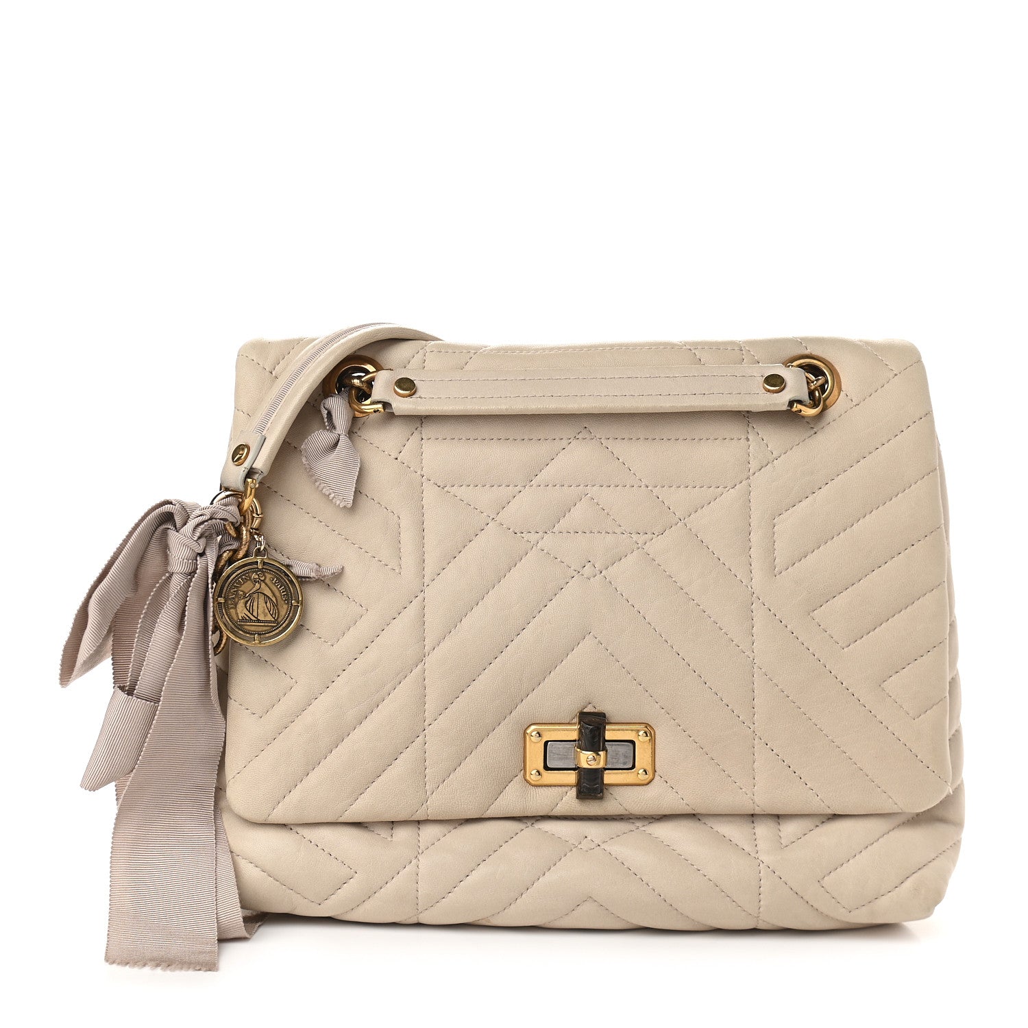Lanvin Calfskin Quilted Medium Happy Shoulder Bag Grey 3 of 12