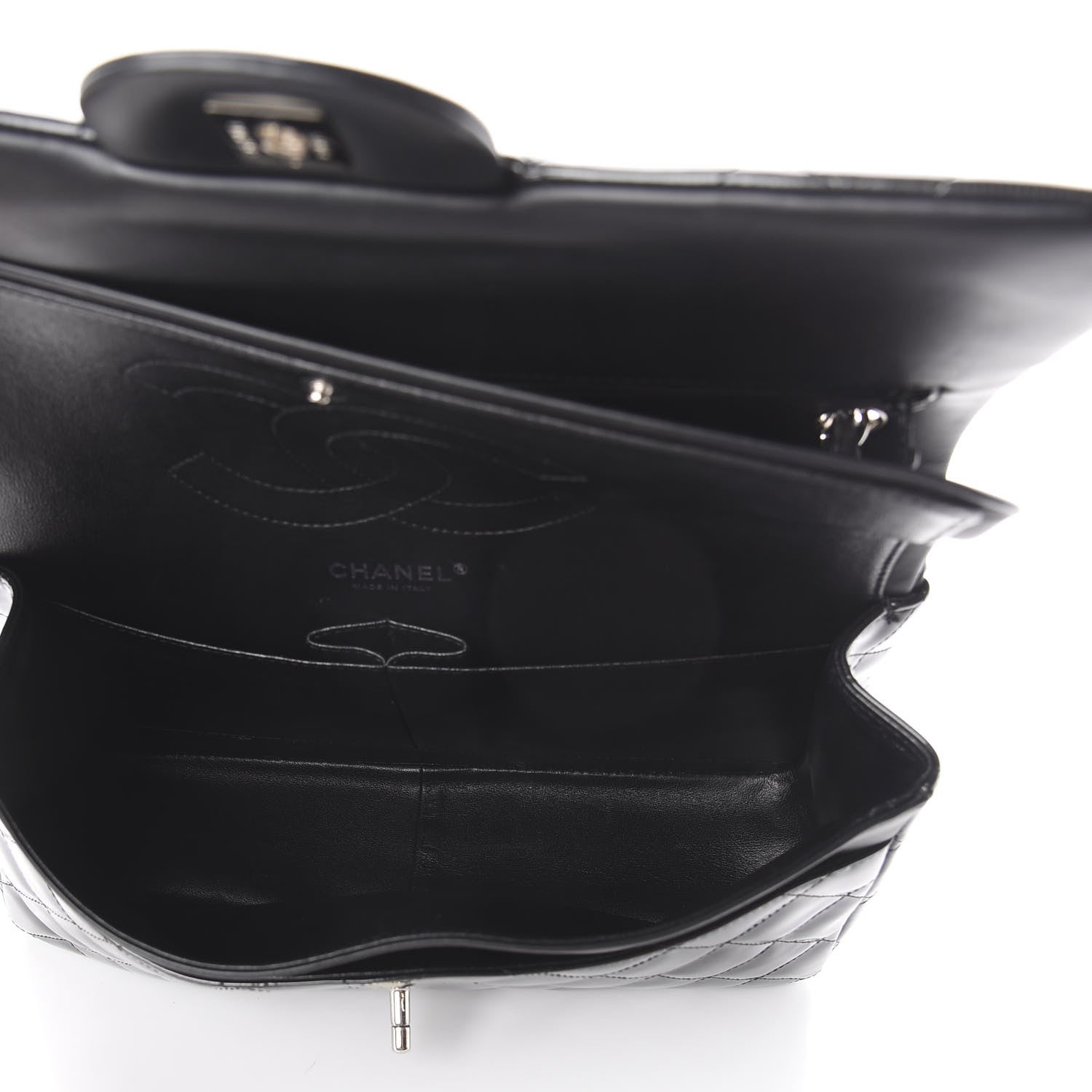 Chanel Striated Patent Quilted Jumbo Double Flap Black 4 of 9