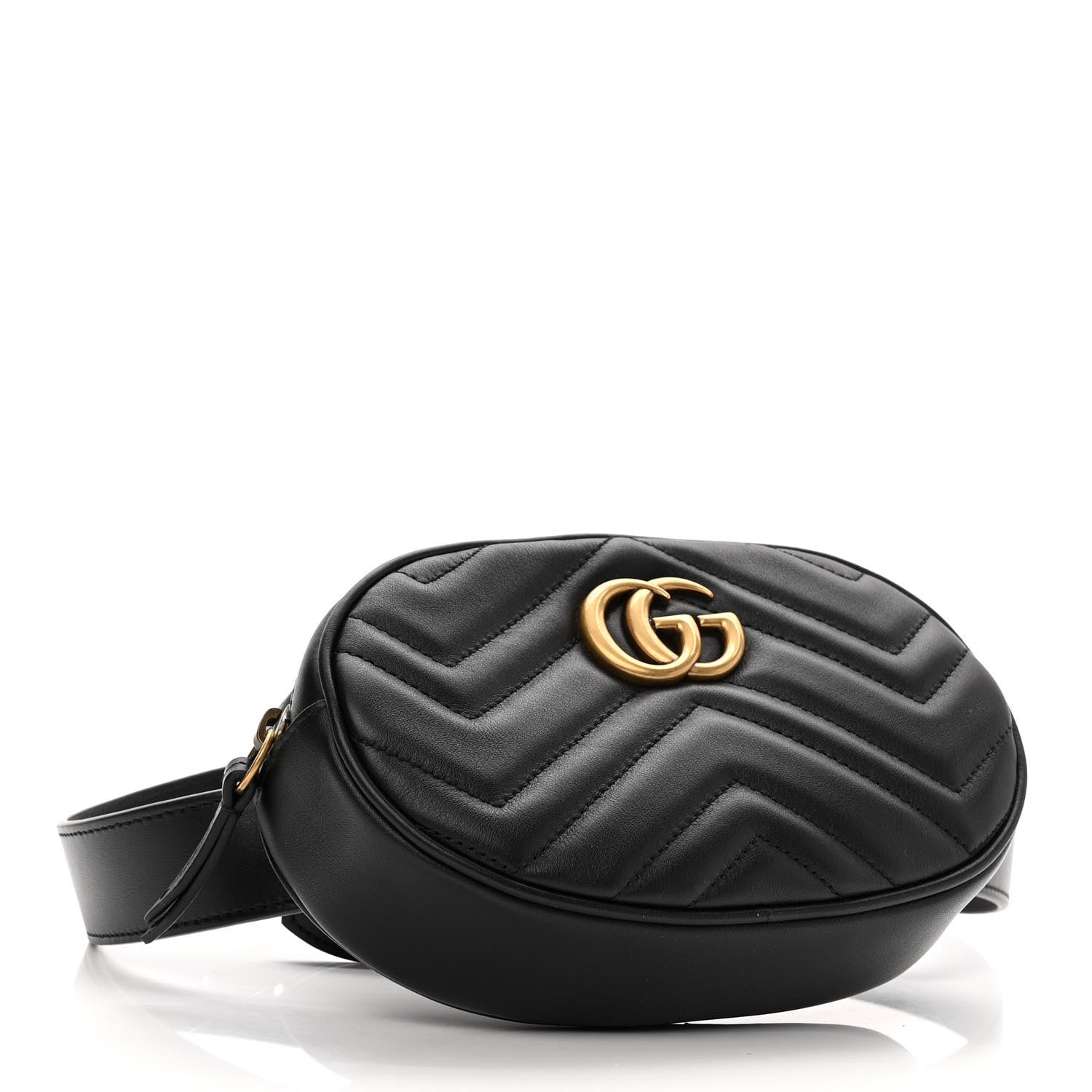 Gucci Calfskin Matelasse GG Marmont Belt Bag 85 34 Black 4 of 10