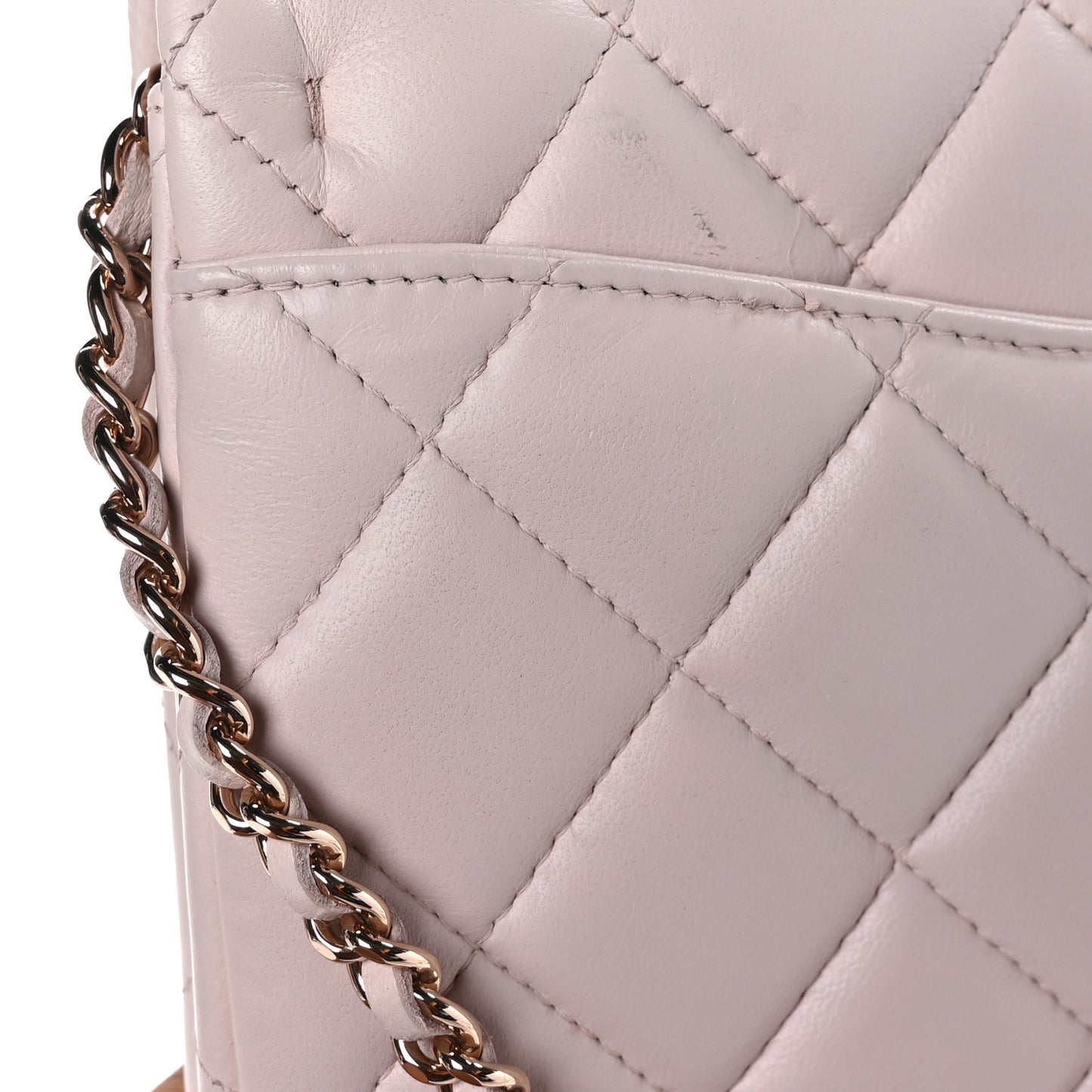 Lambskin Quilted Clutch with Chain Flap Light Pink