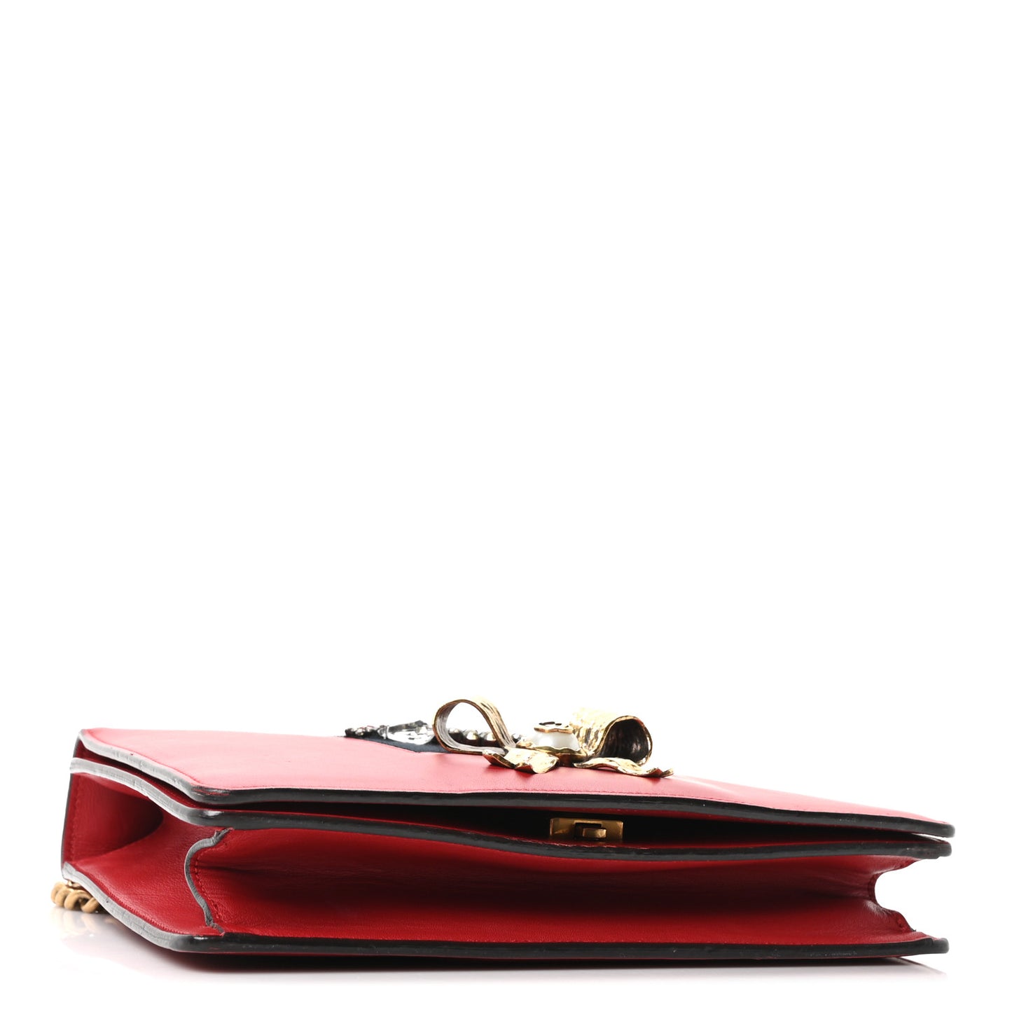 Calfskin Web Medium Peony Chain Shoulder Bag Red