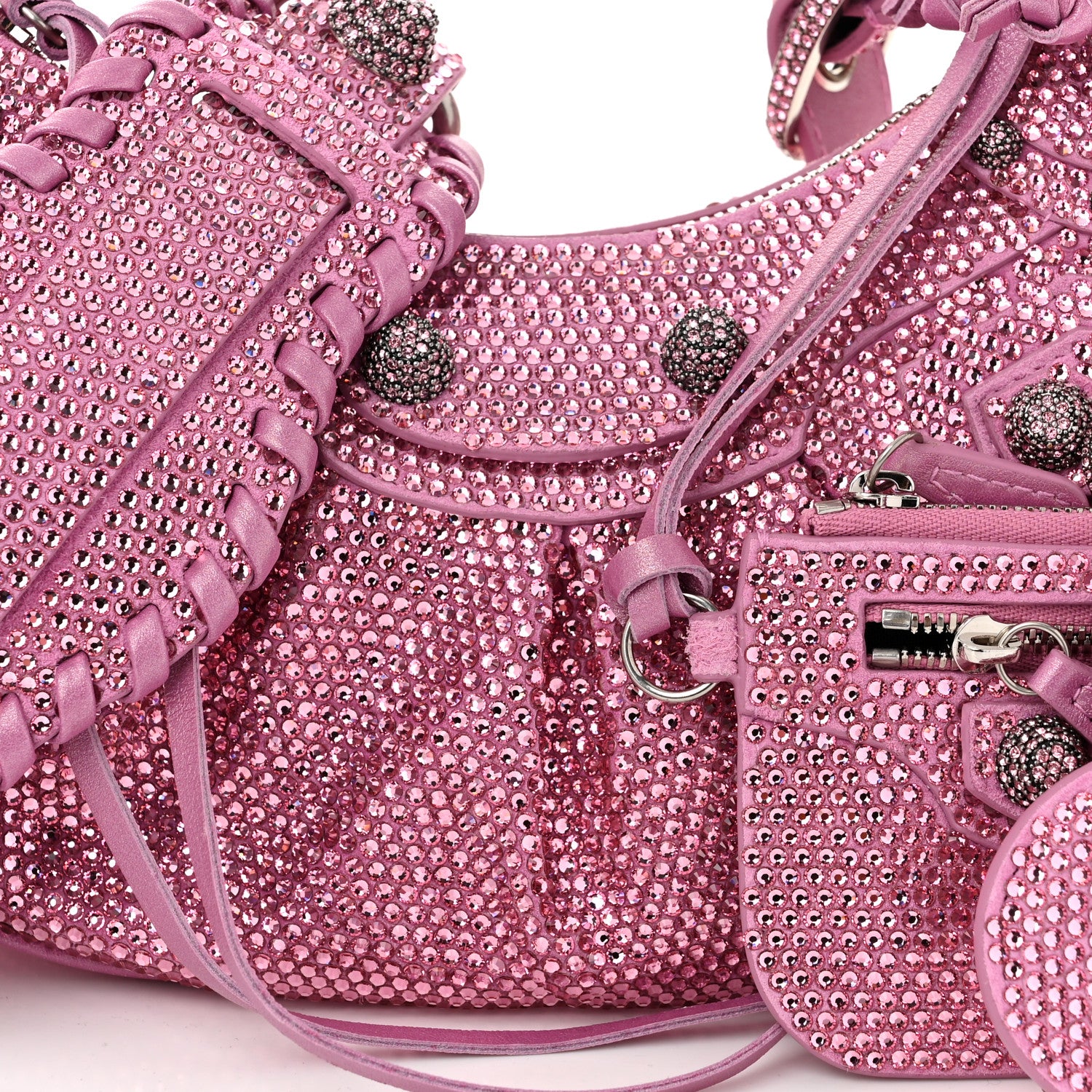 Balenciaga Strass Suede Le Cagole Shoulder Bag XS Taffy Light Pink 9 of 12