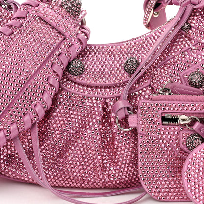 Balenciaga Strass Suede Le Cagole Shoulder Bag XS Taffy Light Pink 9 of 12