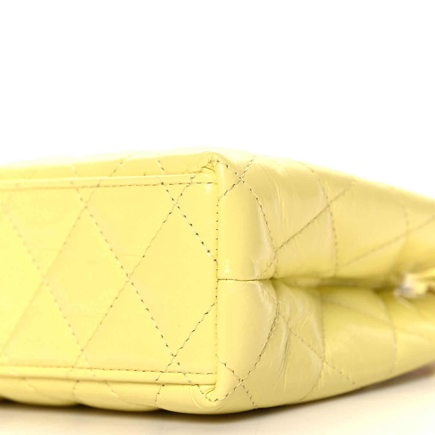 Shiny Aged Calfskin Quilted Nano Kelly Shopper Light Yellow