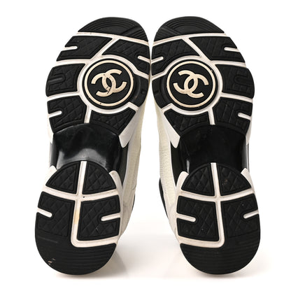 Chanel Mesh Suede Grained Calfskin Womens CC Sneakers 39 White Black 6 of 10