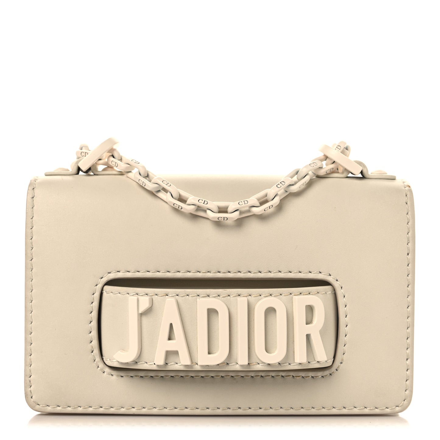 Ultra Matte Calfskin Mini J'Adior Chain Flap Bag White