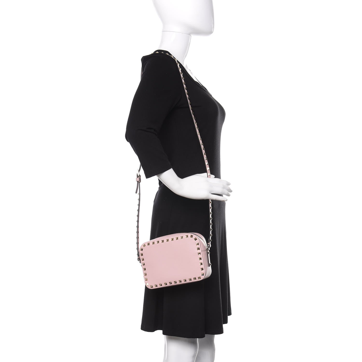 Valentino Garavani Calfskin Rockstud Camera Crossbody Bag Water Rose 2 of 9