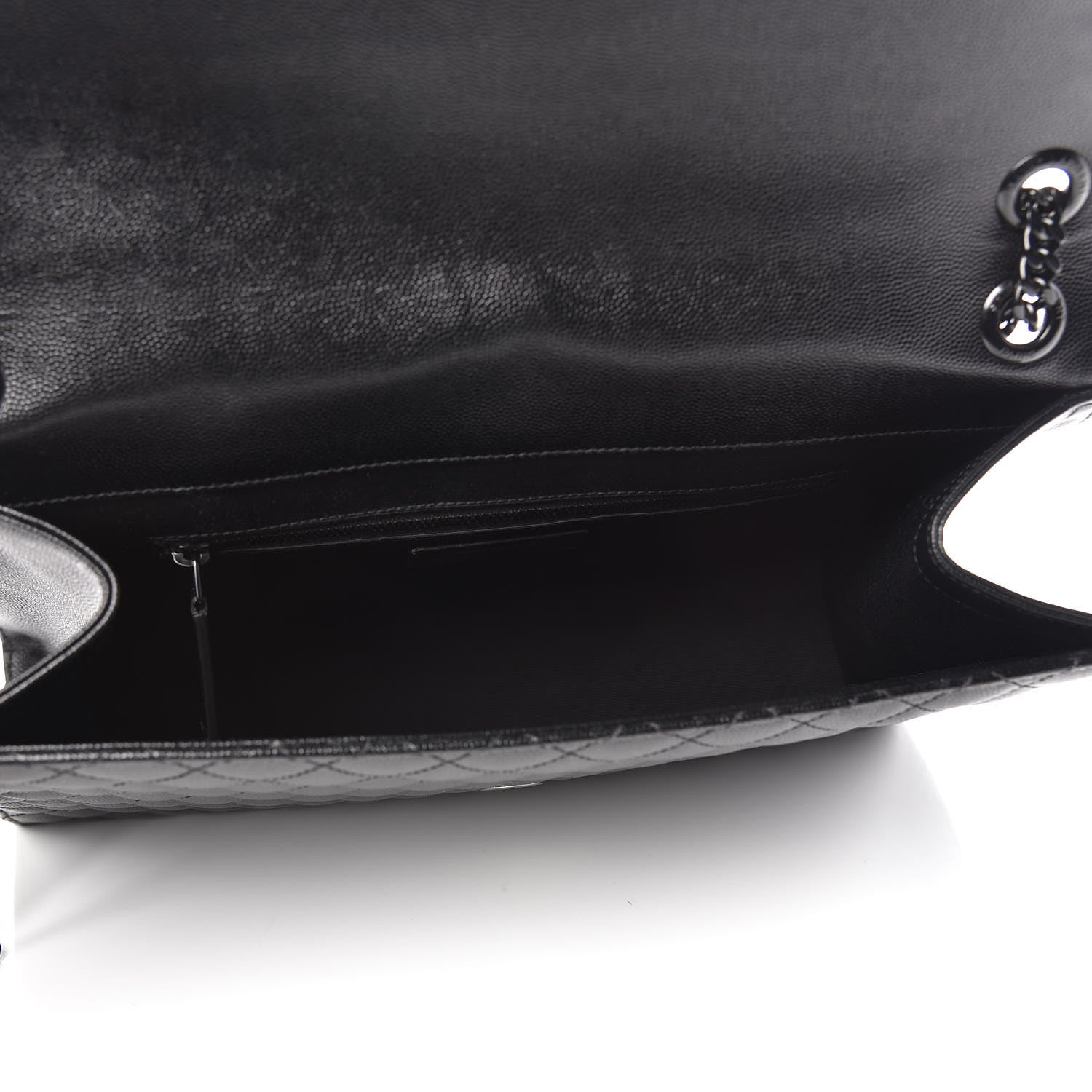 Saint Laurent Grain De Poudre Textured Mixed Matelasse Large Triquilt Monogram Monochrome Satchel Black 5 of 10