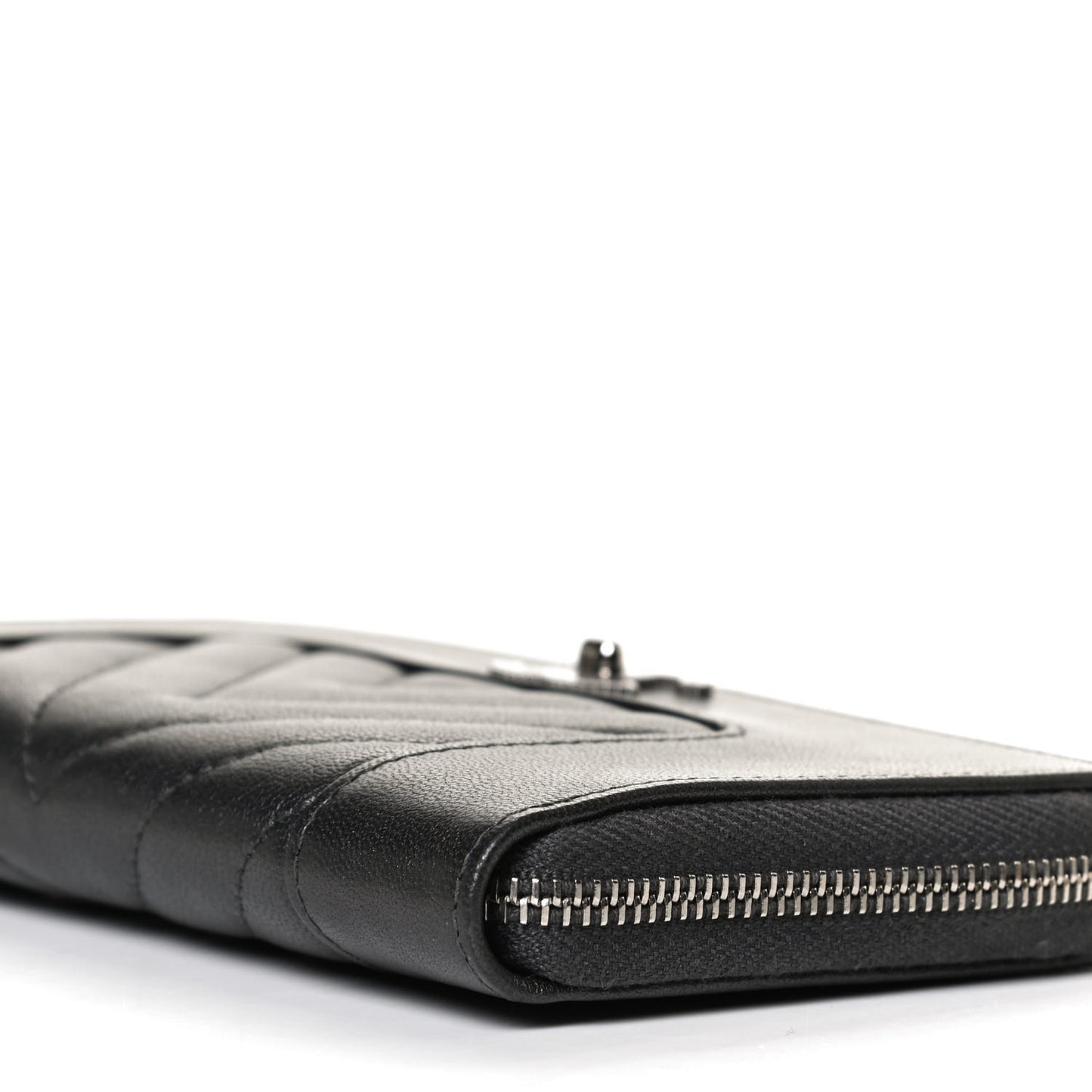 Sheepskin Chevron Quilted Mademoiselle Vintage Zip Around Wallet Grey
