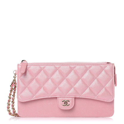 Chanel Iridescent Caviar Quilted Classic Pouch With Handle Rose Pink 1 of 12