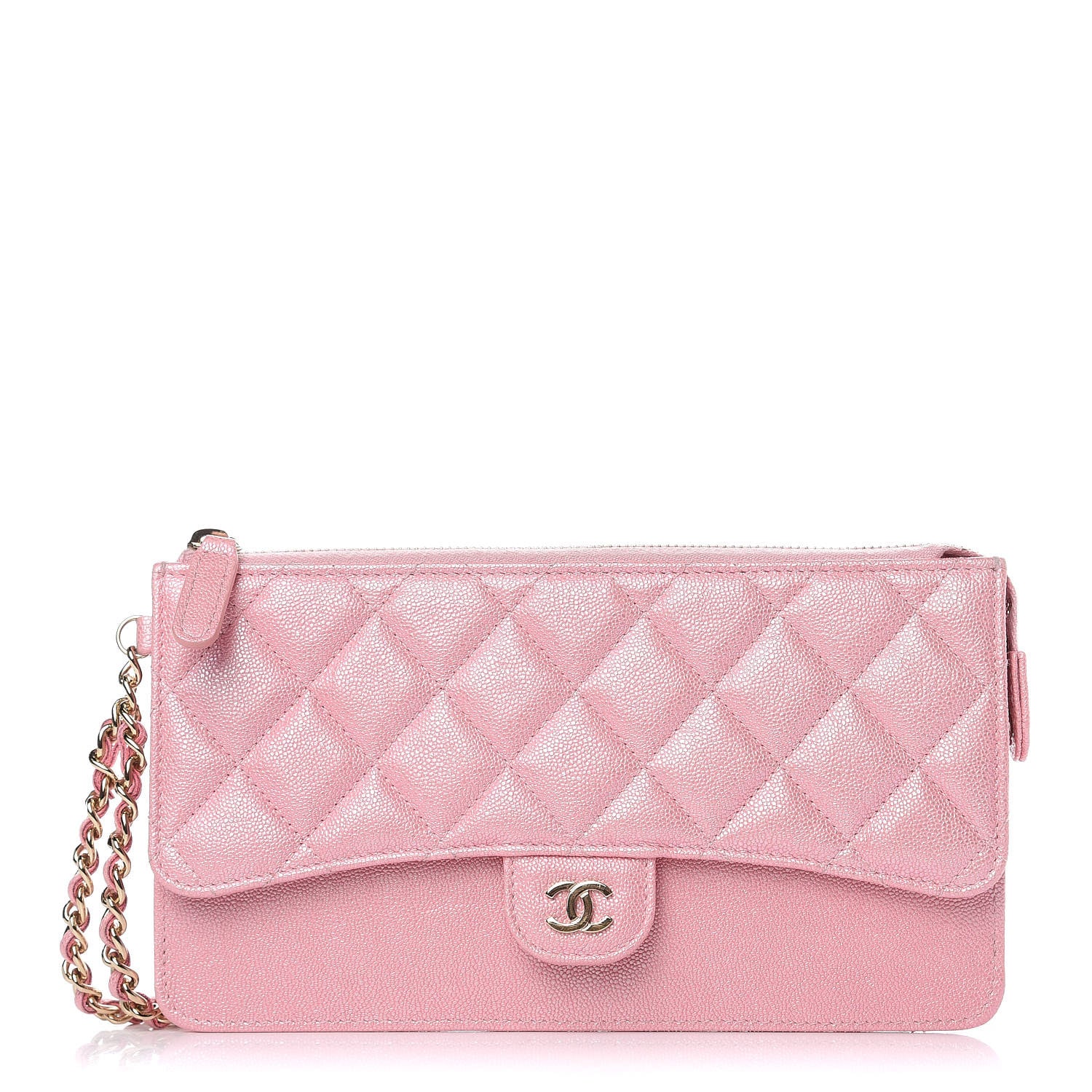 Chanel Iridescent Caviar Quilted Classic Pouch With Handle Rose Pink 1 of 12