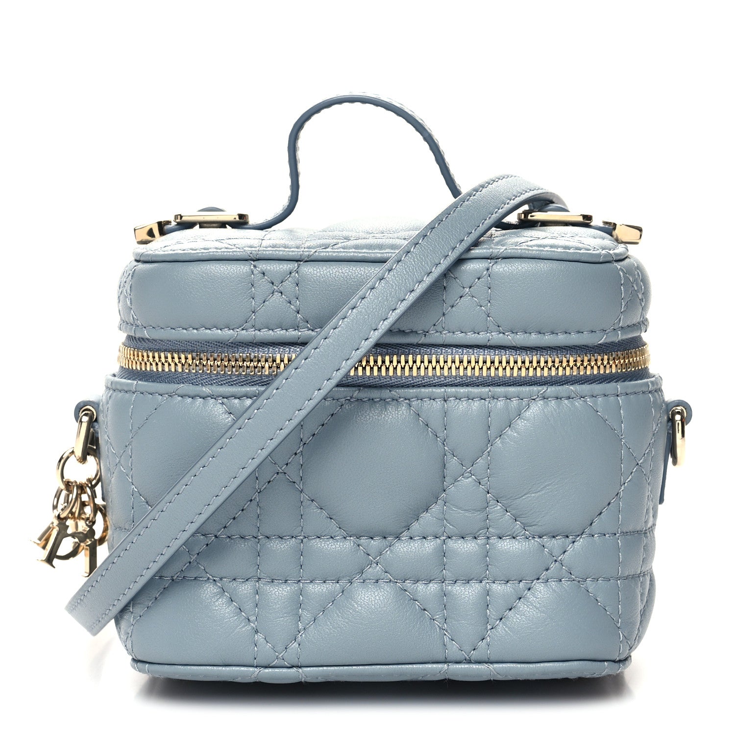 Christian Dior Lambskin Cannage Micro Lady Dior Vanity Case Blue 1 of 9