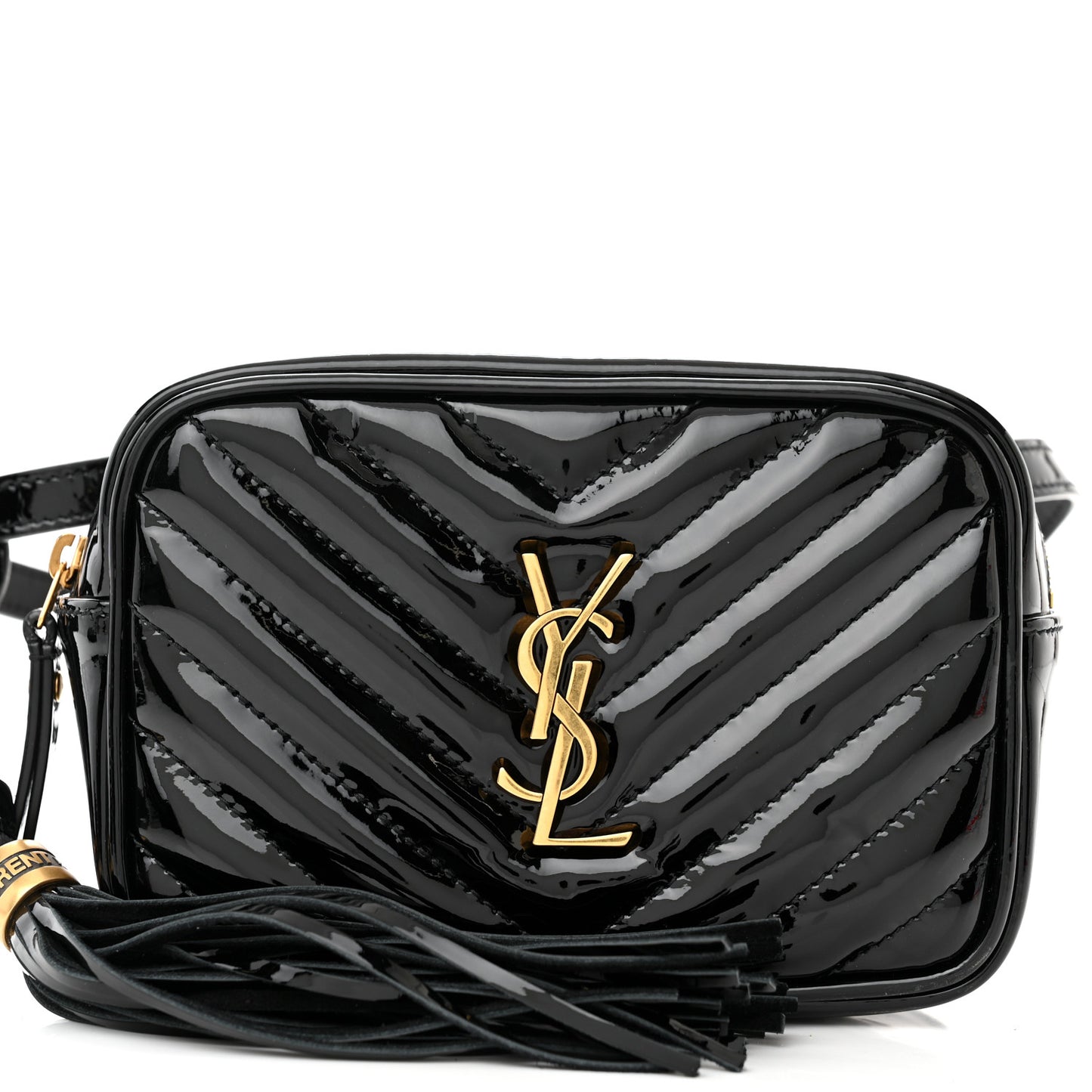 Patent Matelasse Monogram Lou Belt Bag Black