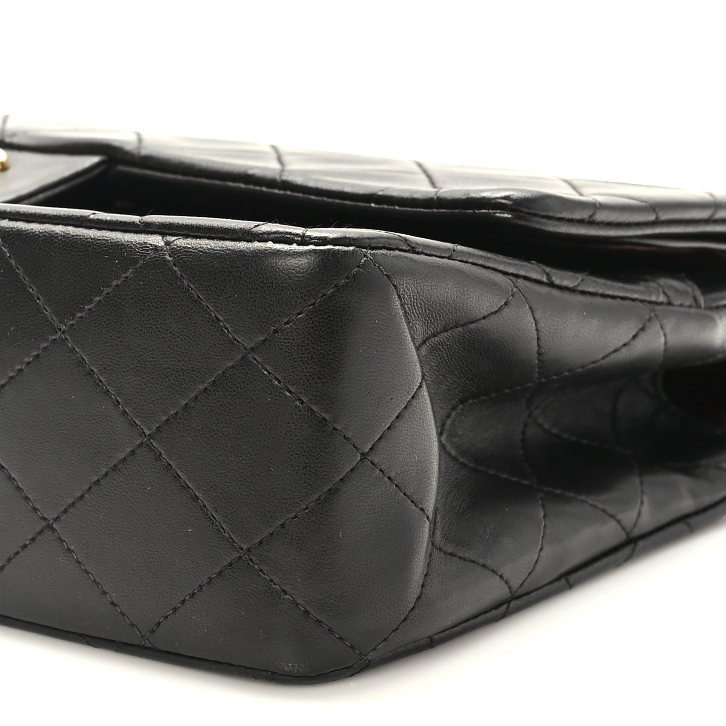 Lambskin Quilted Medium Double Flap Black