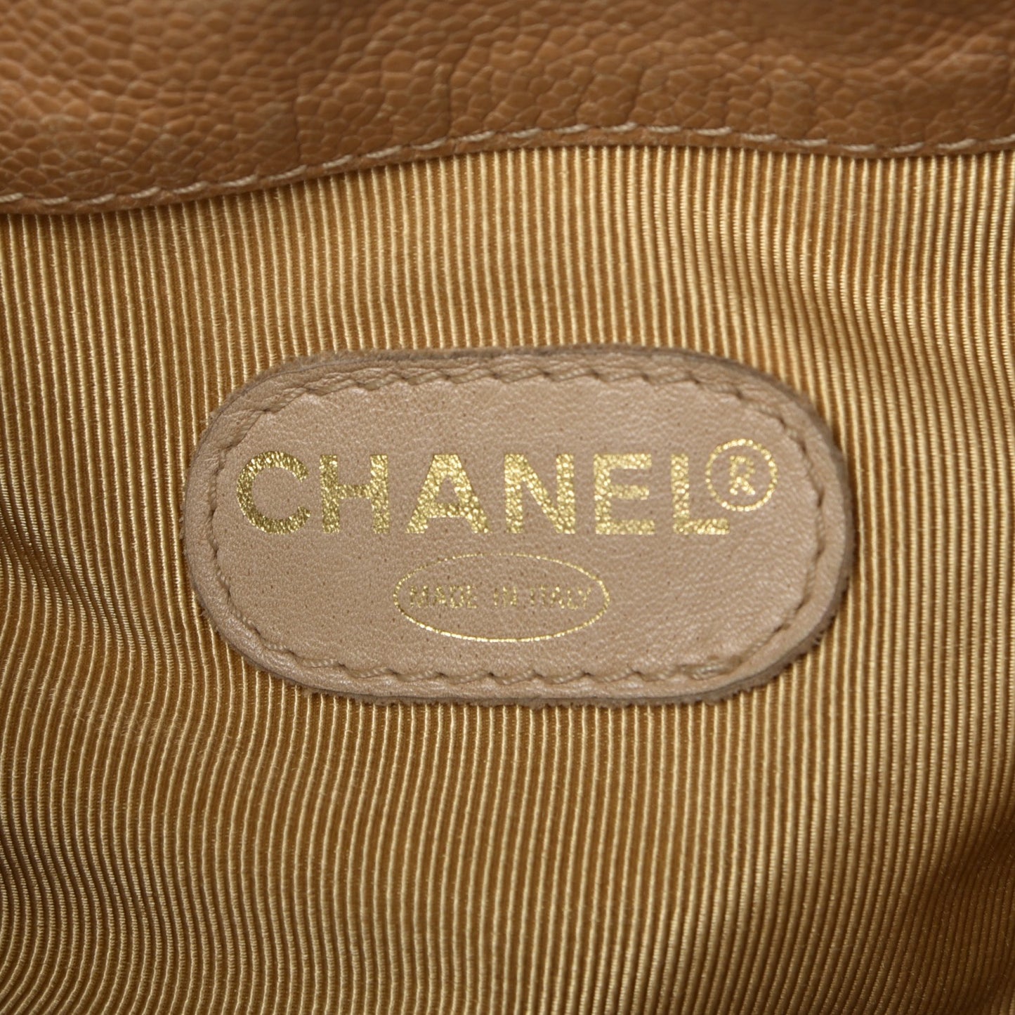 Caviar Drawstring Shoulder Bag Beige