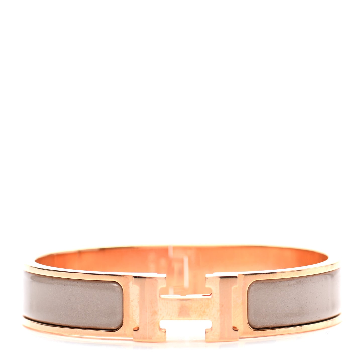 Enamel Narrow Clic Clac H Bracelet PM Marron Glace