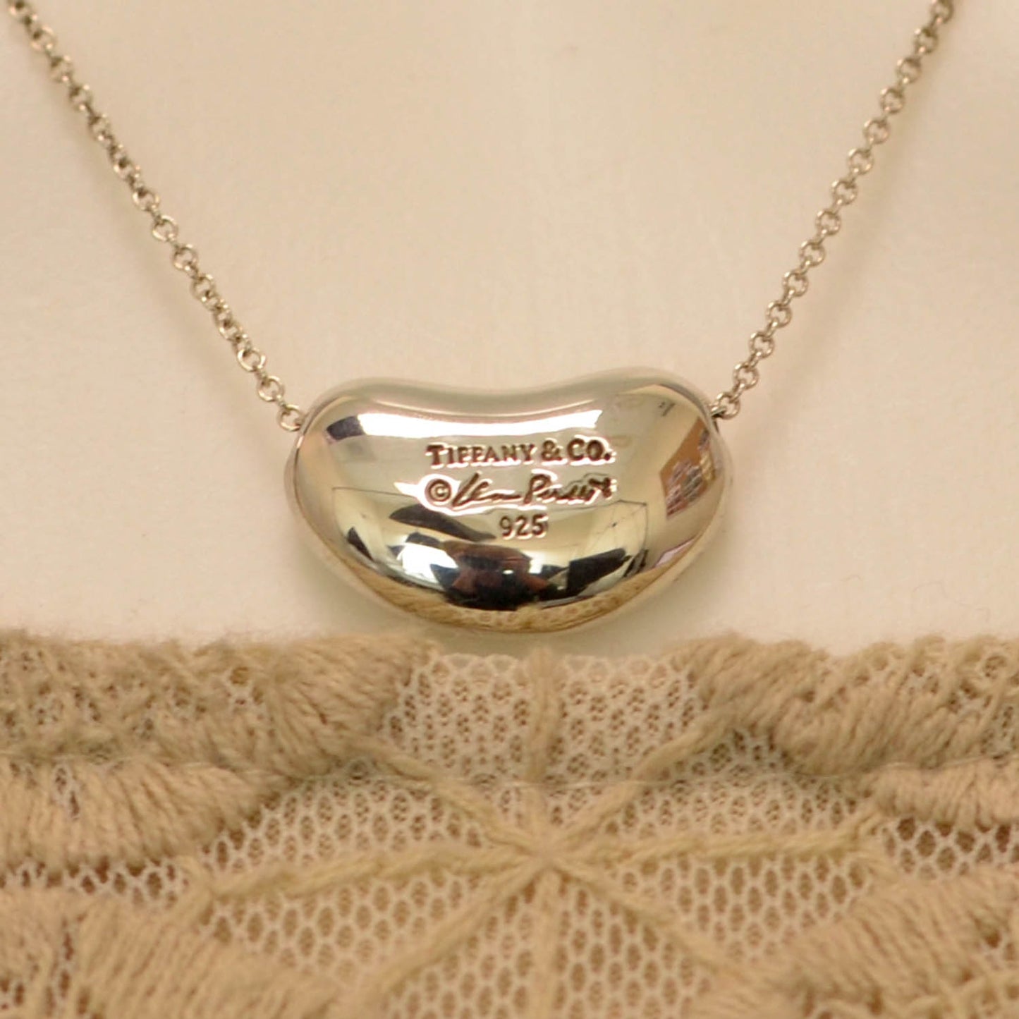 Sterling Silver Elsa Peretti Bean Pendant Necklace