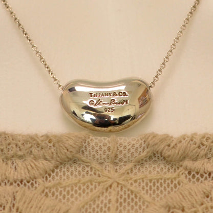 Tiffany Sterling Silver Elsa Peretti Bean Pendant Necklace 3 of 5