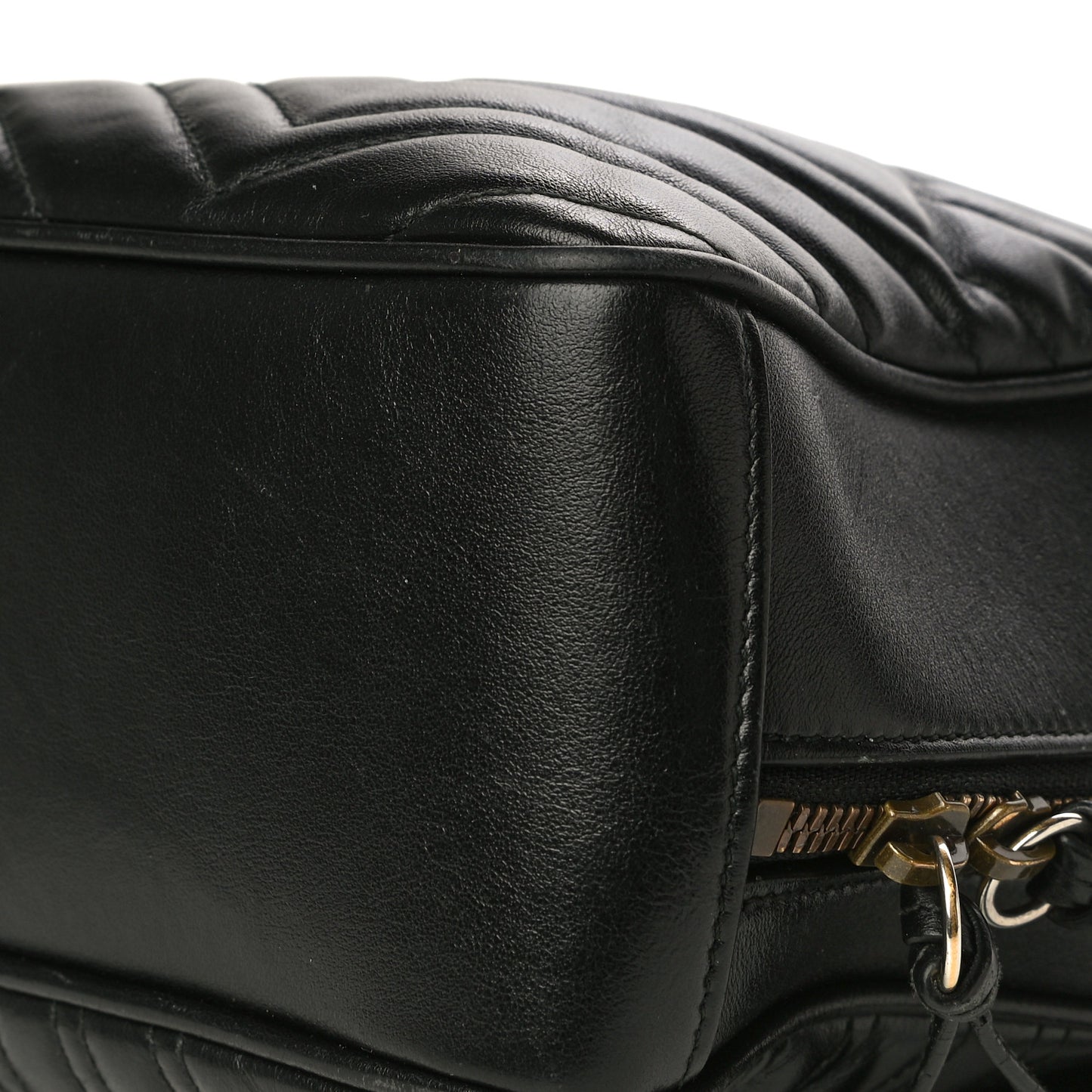 Calfskin Matelasse Sylvie Web Small GG Marmont Top Handle Shoulder Bag Black