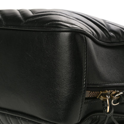 Gucci Calfskin Matelasse Sylvie Web Small GG Marmont Top Handle Shoulder Bag Black 24 of 31