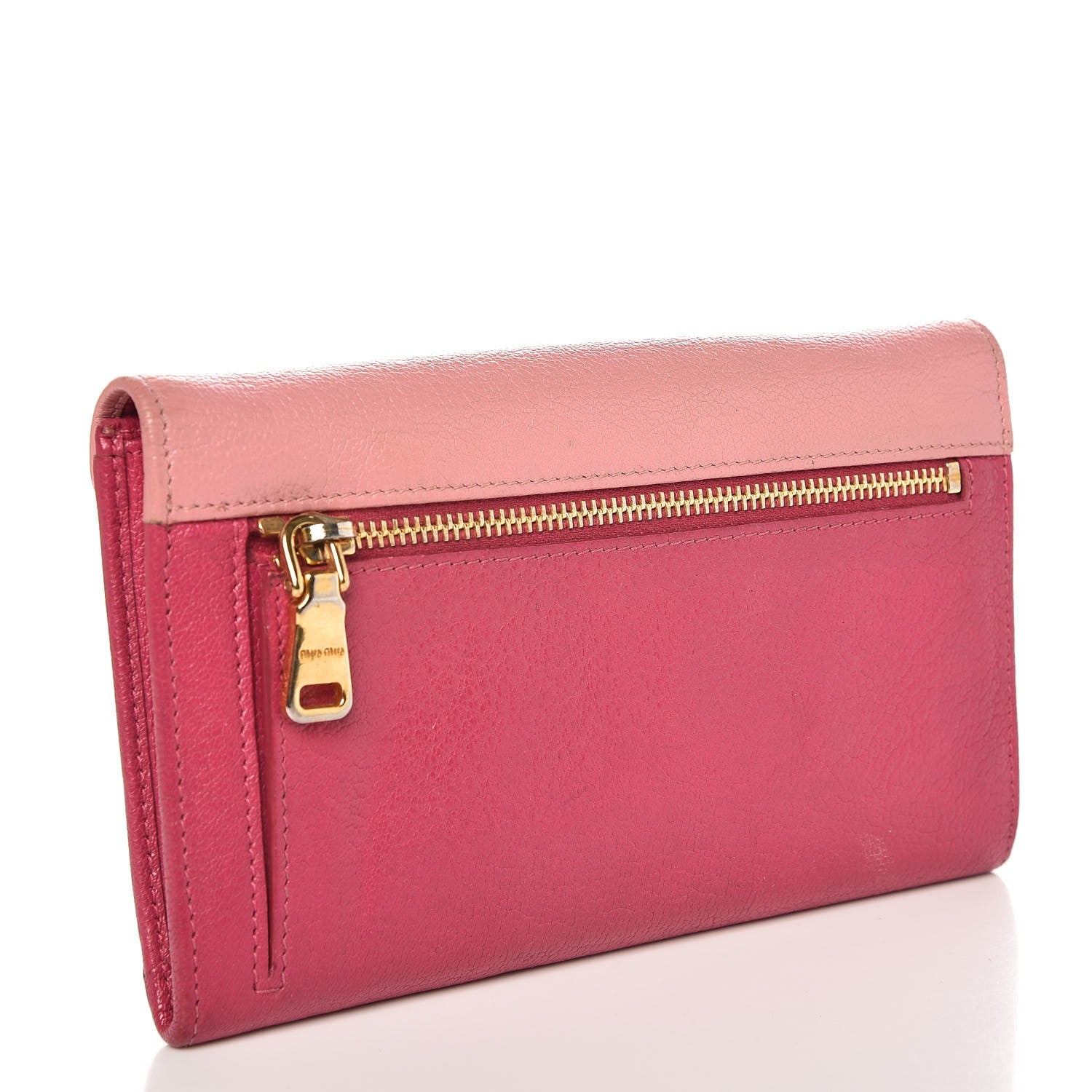 Miu Miu Goatskin Madras Bicolor Envelope Wallet Rosa Peonia 3 of 14