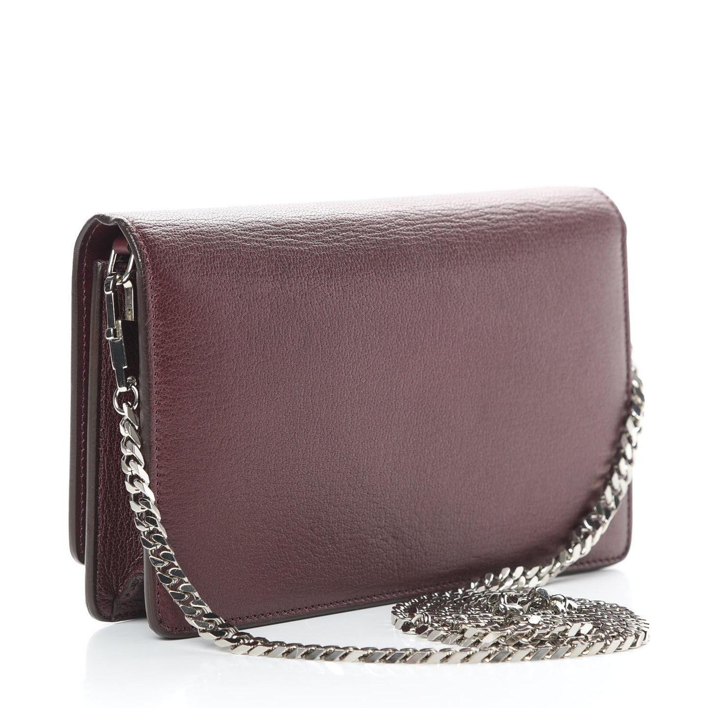 Metallic Sugar Goatskin Pandora Chain Wallet Bordeaux
