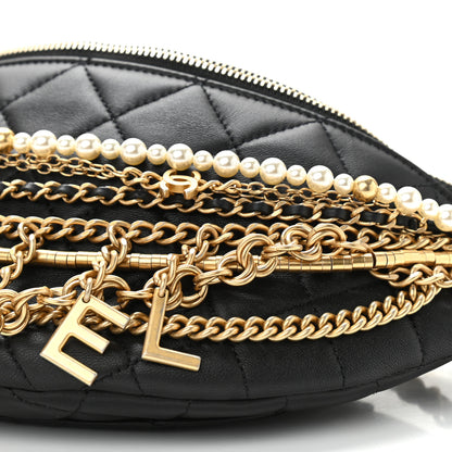Chanel Lambskin Quilted All About Chains Waist Belt Bag Black 9 of 9