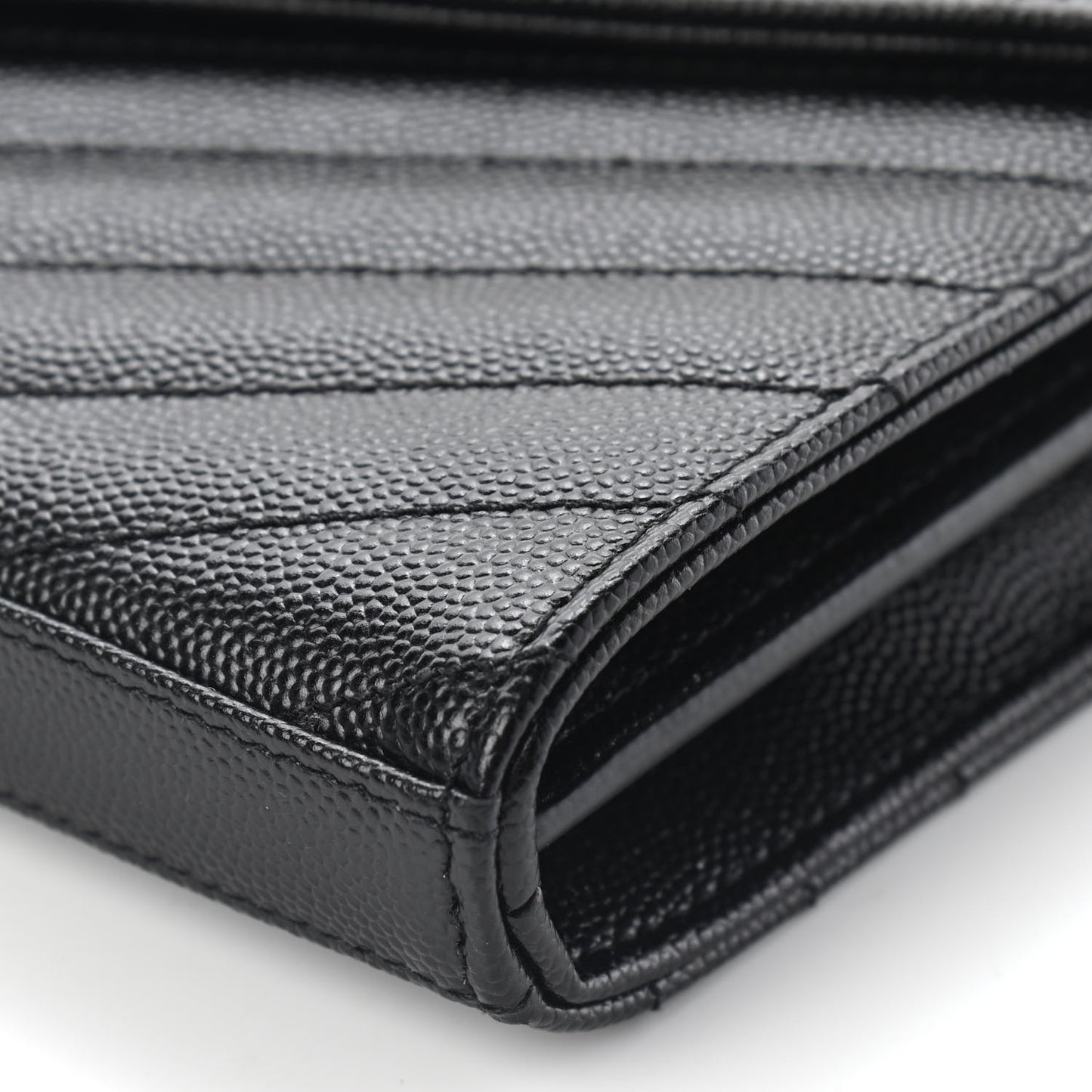 Grain De Poudre Matelasse Chevron Monogram Chain Wallet Black