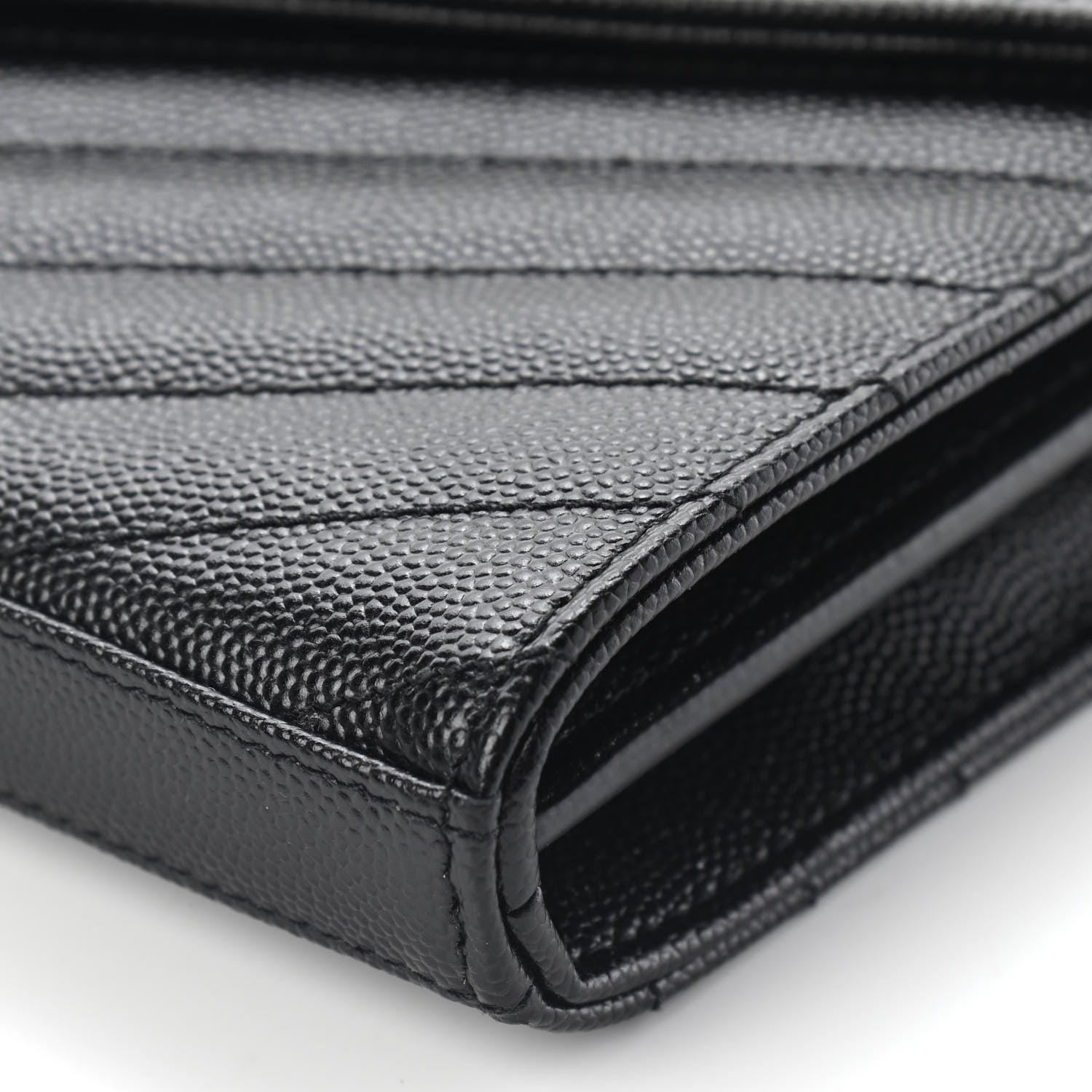 Saint Laurent Grain De Poudre Matelasse Chevron Monogram Chain Wallet Black 8 of 8