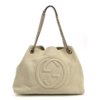 Gucci Pebbled Calfskin Medium Soho Chain Shoulder Bag Off White 1 of 12