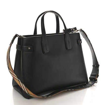 Burberry Grainy Calfskin House Check Medium Banner Tote Black 3 of 8