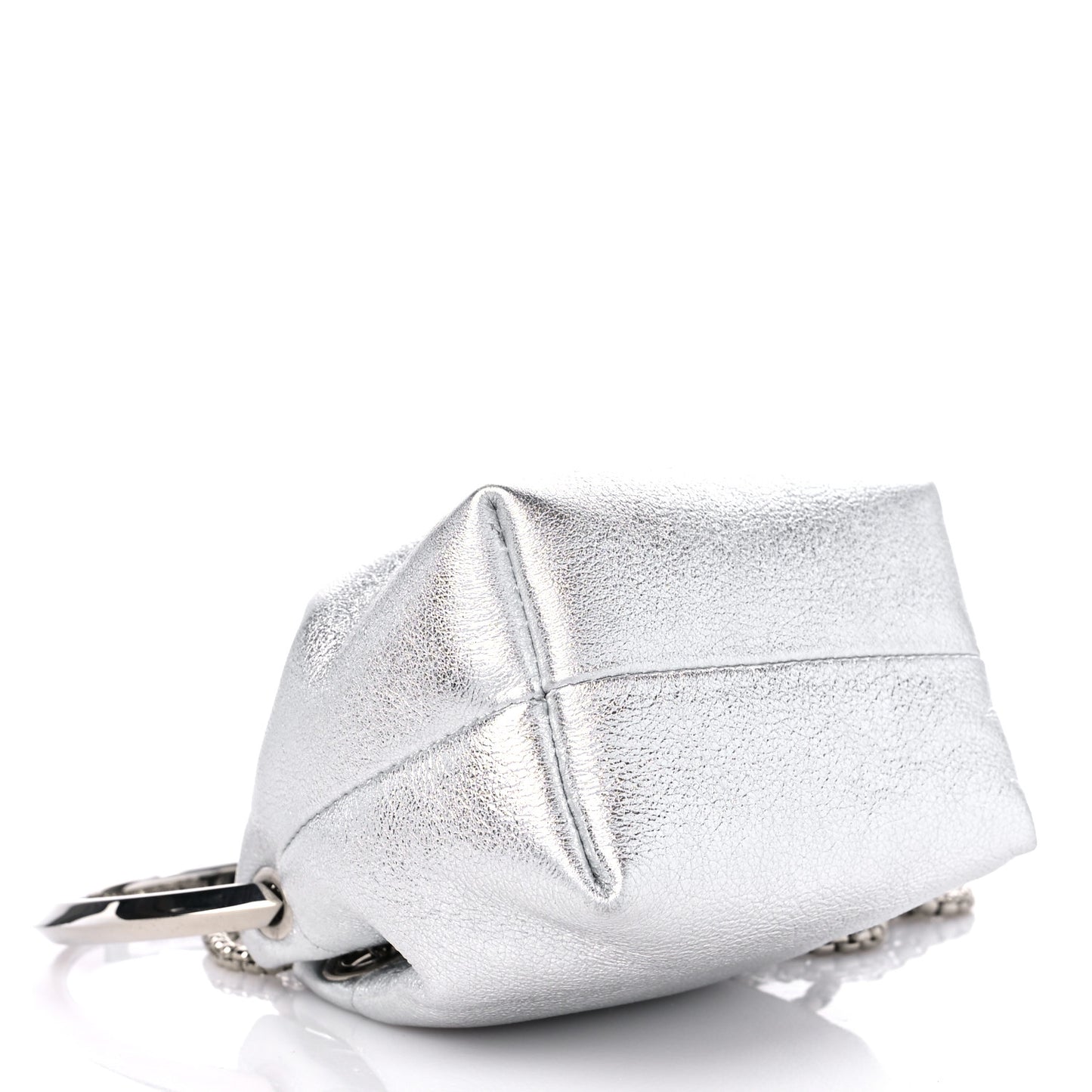 Metallic Nappa Micro Bon Bon Bag Silver