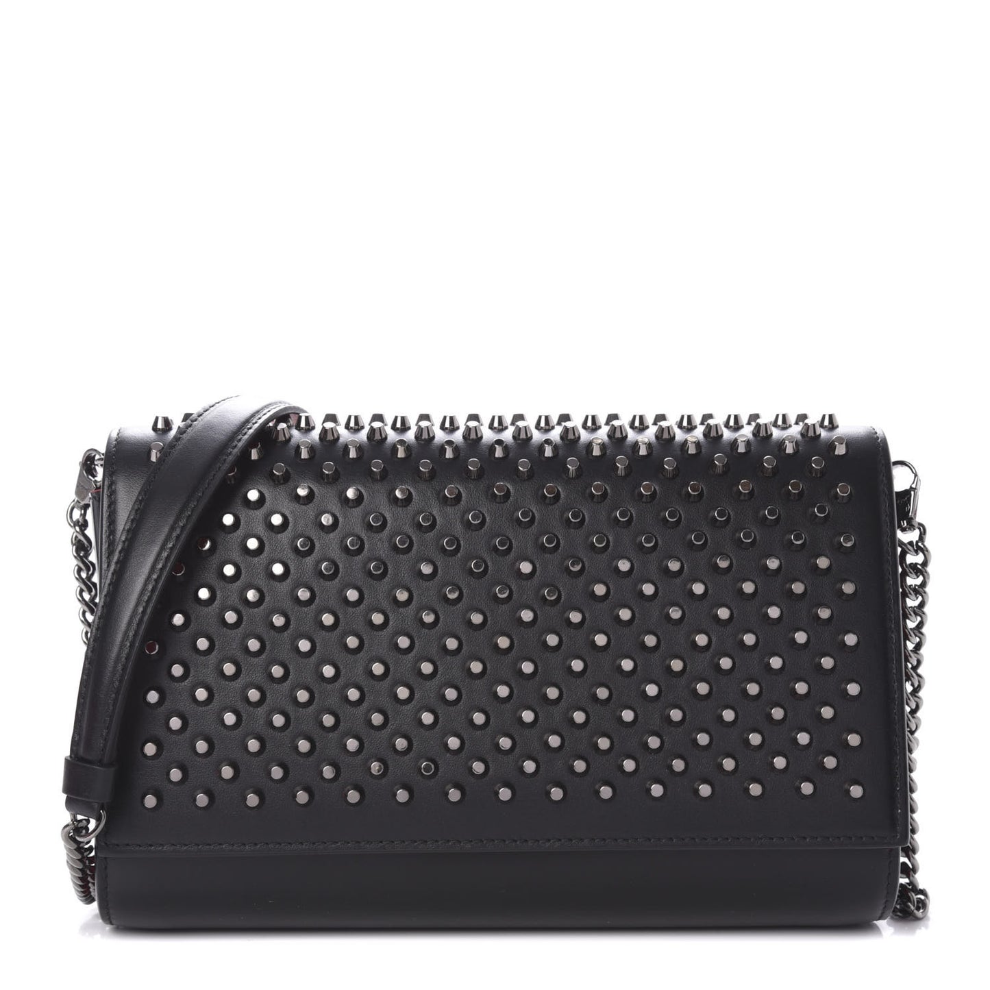 Calfskin Patent Spikes Paloma Clutch Black