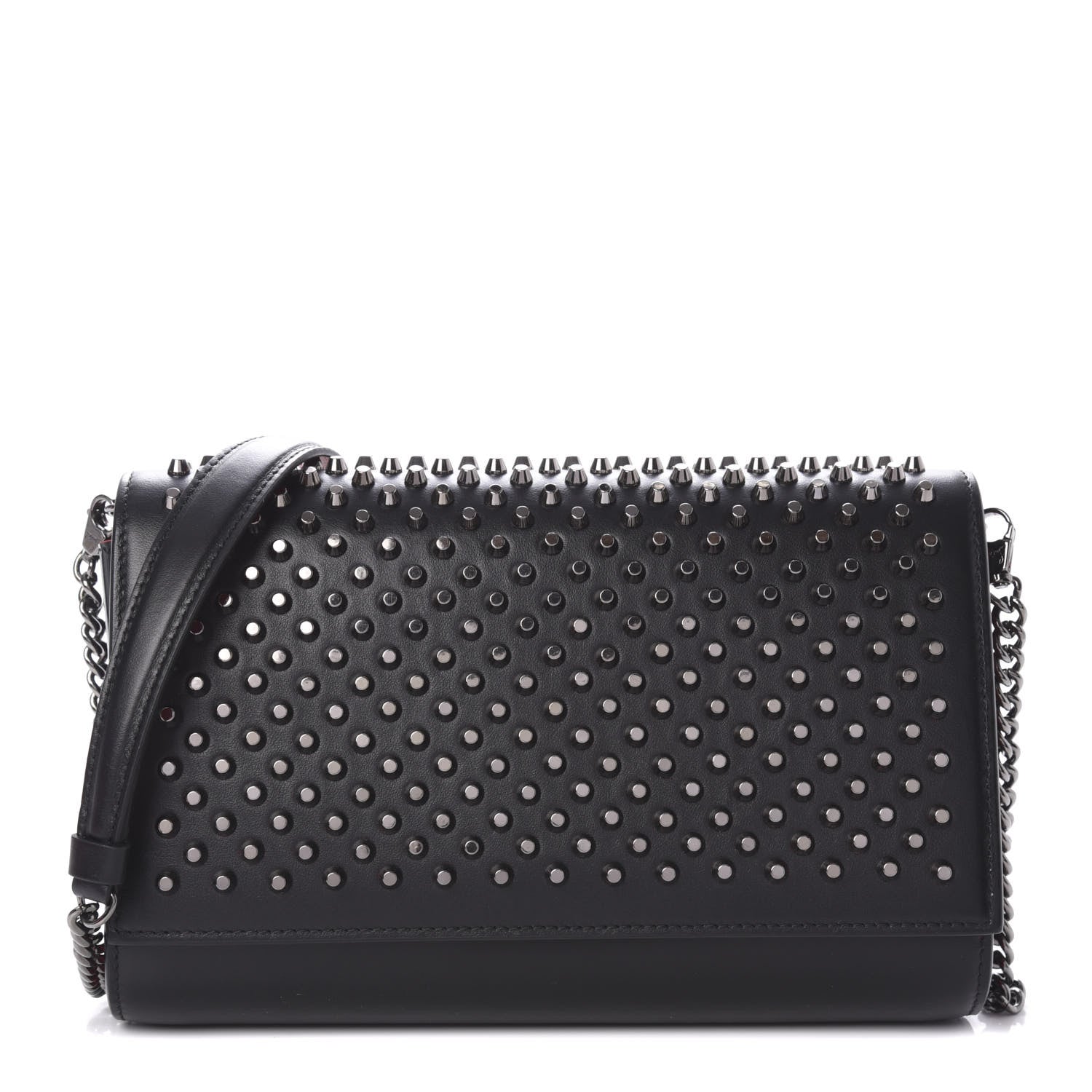 Christian Louboutin Calfskin Patent Spikes Paloma Clutch Black 1 of 14