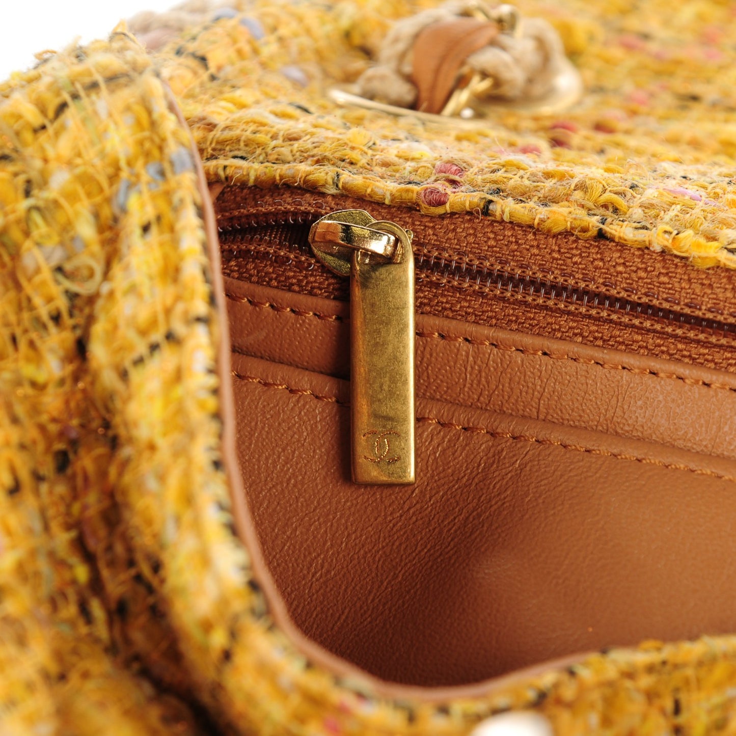 Metallic Tweed Medium Single Flap Light Yellow