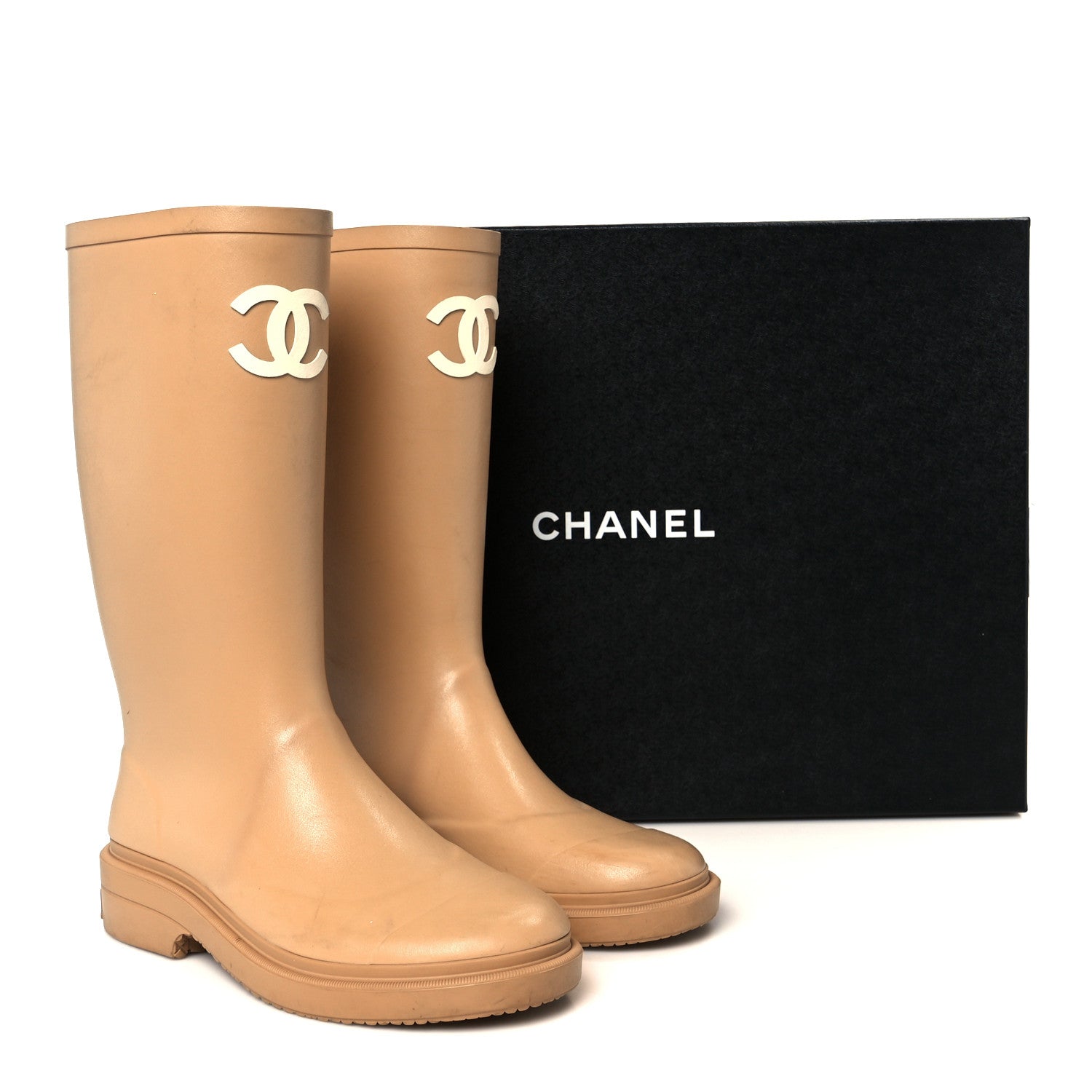 Chanel Caoutchouk CC High Boots 37 Beige 1794530 – FASHIONPHILE