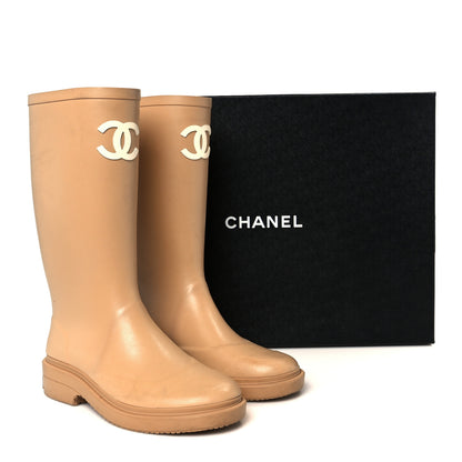 Chanel Caoutchouk CC High Boots 37 Beige 10 of 10
