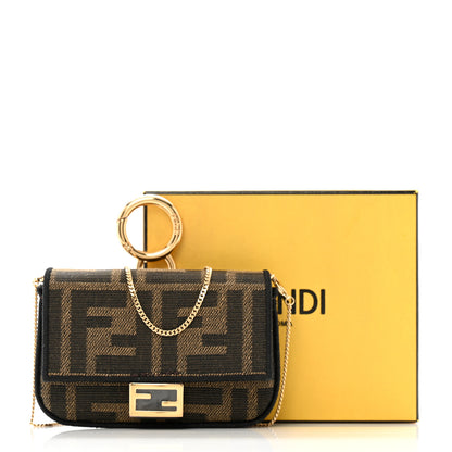Fendi Fabric Jacquard FF 1974 Nano Baguette Charm Tobacco Moro Black 11 of 11