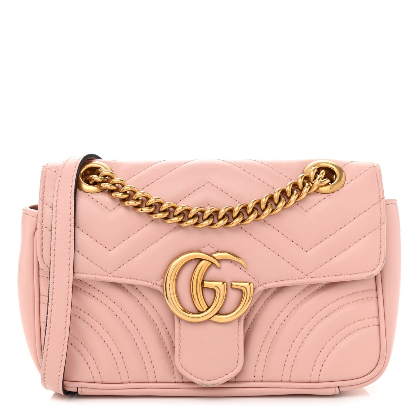 Calfskin Matelasse Mini GG Marmont Shoulder Bag Perfect Pink